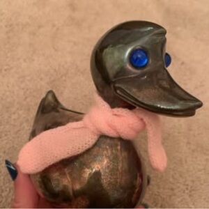Vintage Leonard Silver Plated Duck Bank Blue Eyes Denmark